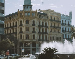 A row of Spanish houses.